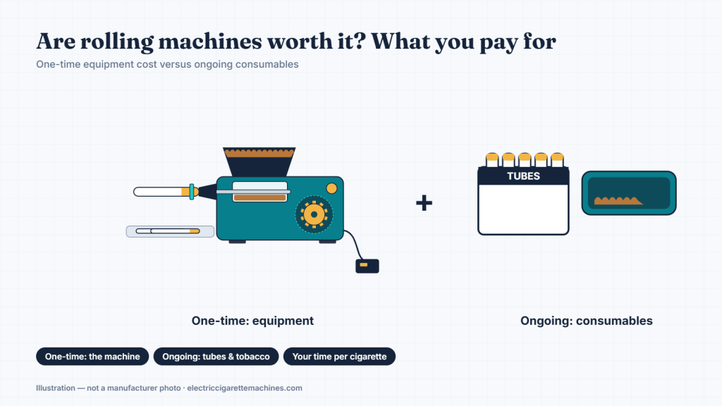 Illustration of one-time machine cost plus ongoing tubes and tobacco